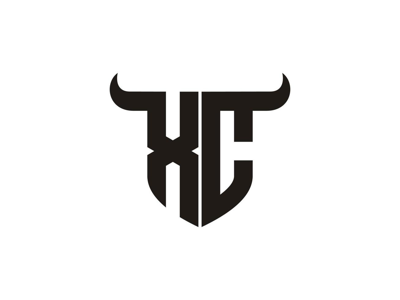 Initial XC Bull Logo Design. vector