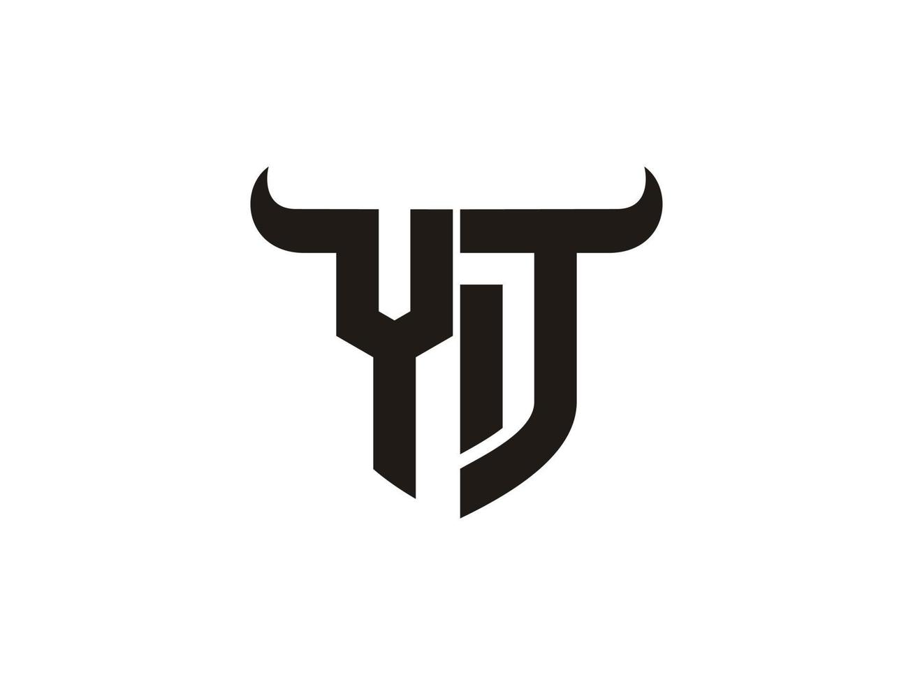 Initial YT Bull Logo Design. vector