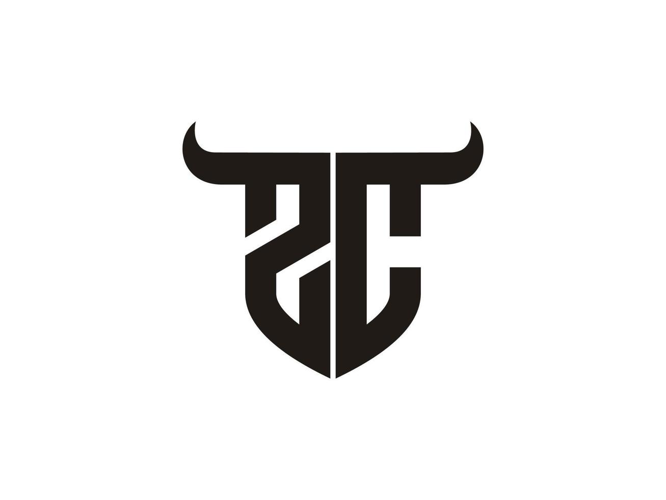 Initial ZC Bull Logo Design. vector