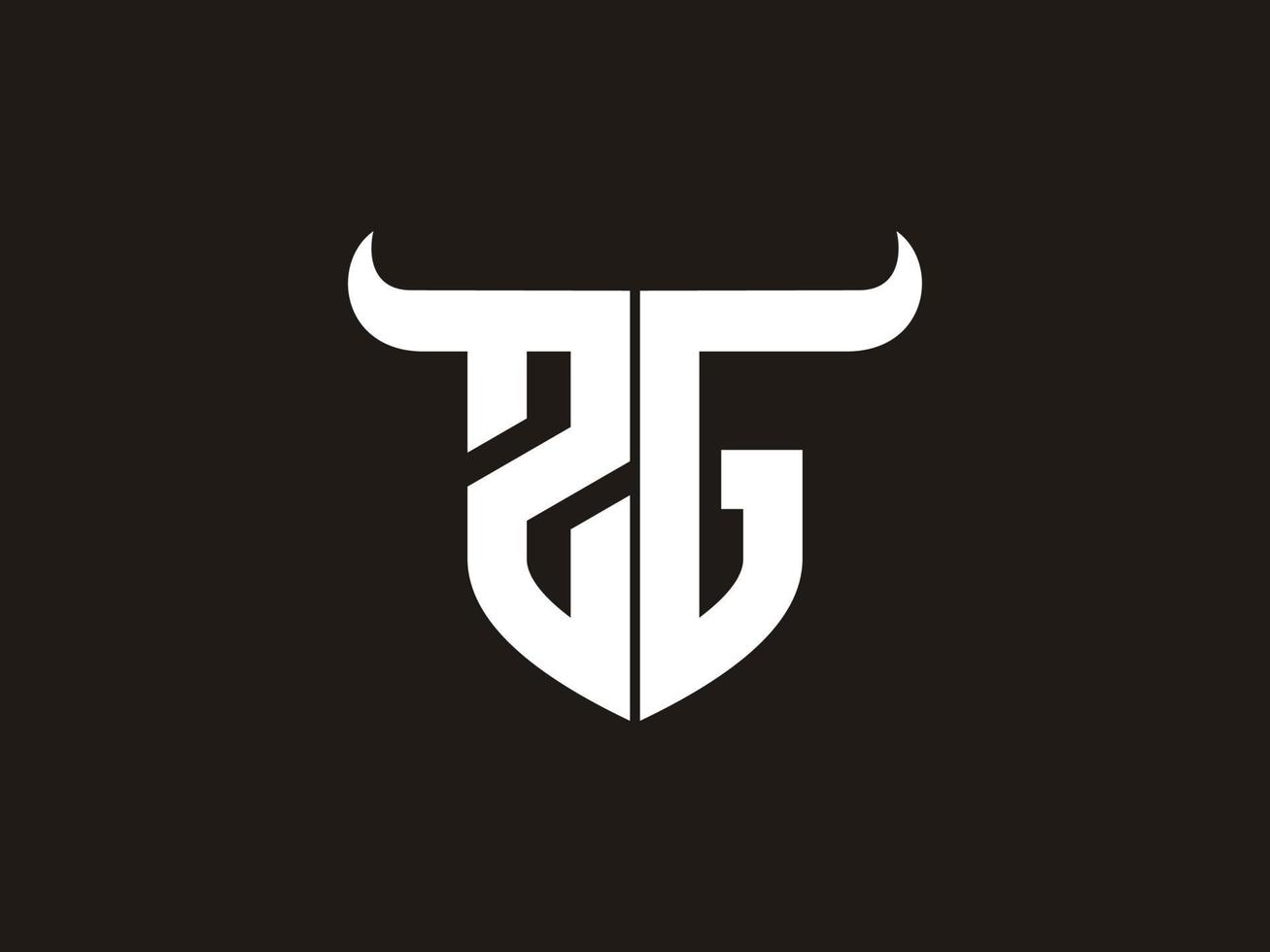 Initial ZG Bull Logo Design. vector