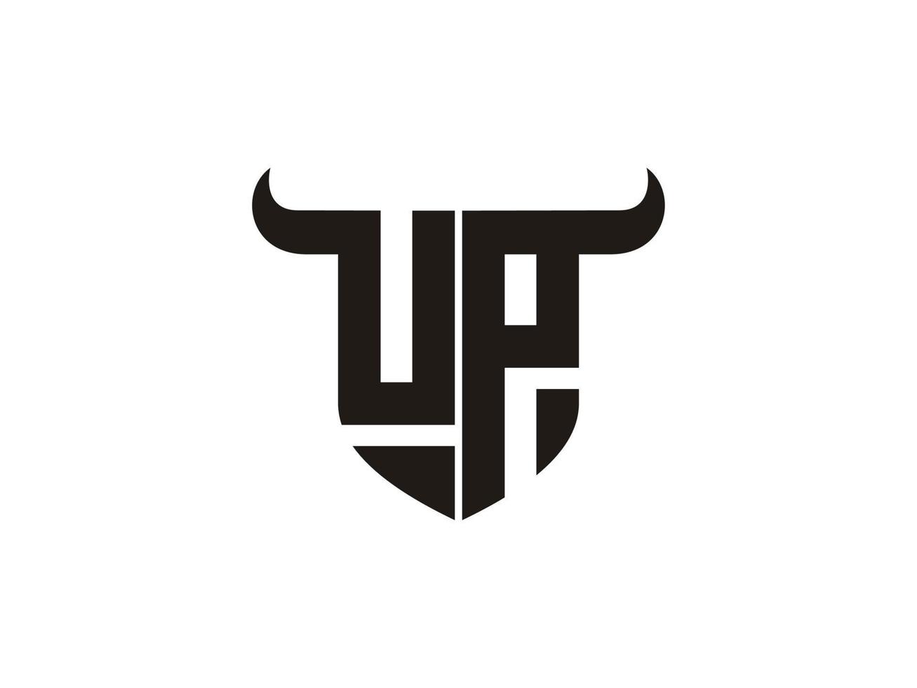 Initial UP Bull Logo Design. vector