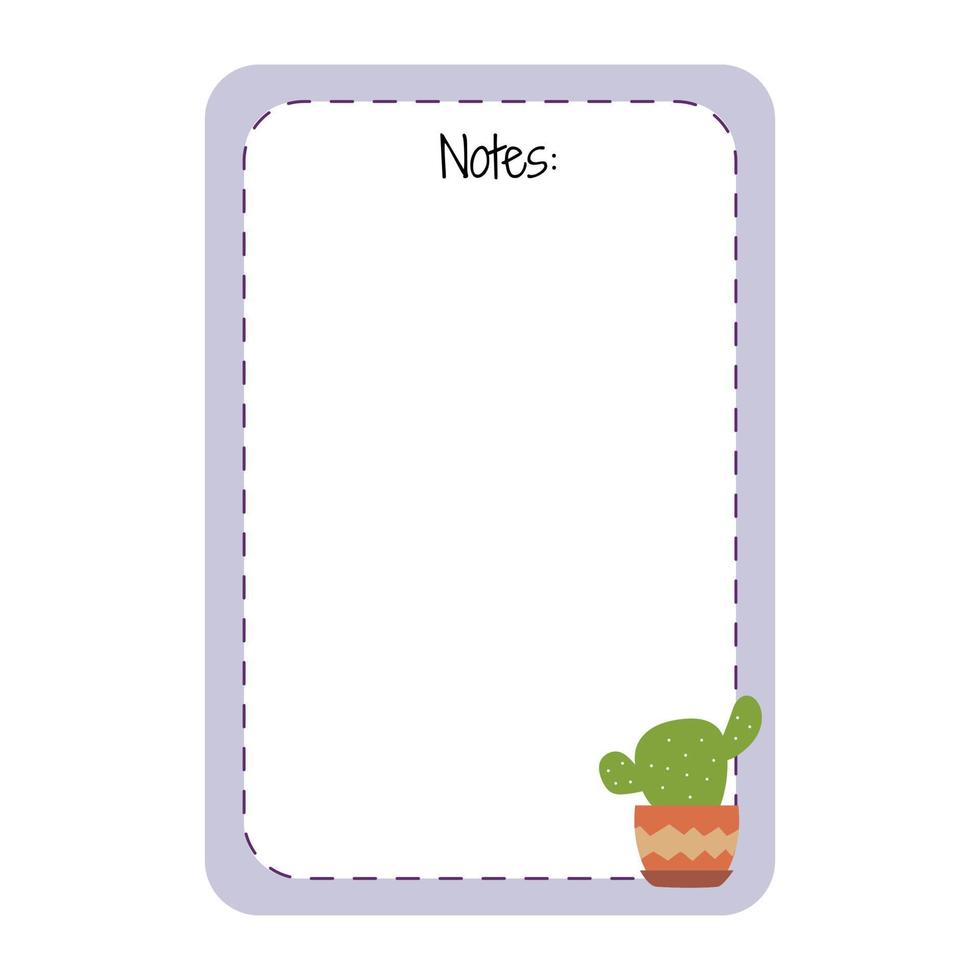 Templates for notes a lilac-colored with potted plants. vector