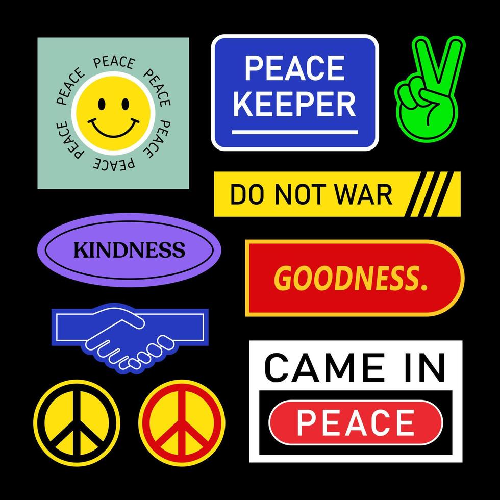 Set of Peace-Themed Stickers vector