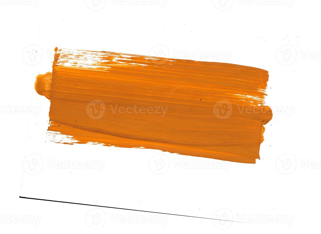 orange acrylic paint strokes for design elements. artistic brush strokes for ornament and lower thirds isolated background photo