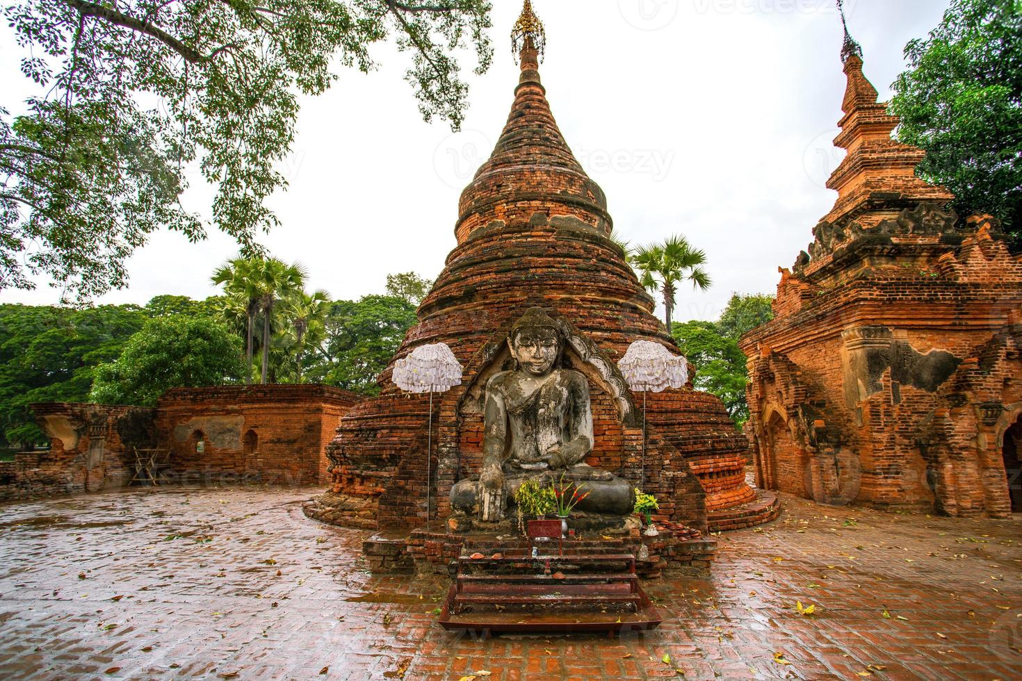 Yadana Hsemee Pagoda, a place consist of pagoda complex and Buddha image inside, Inwa, Mandalay, Myanmar photo