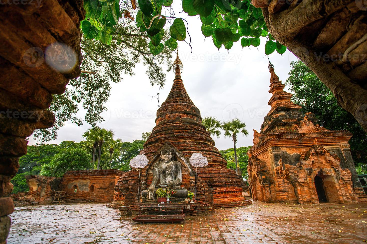 Yadana Hsemee Pagoda, a place consist of pagoda complex and Buddha image inside, Inwa, Mandalay, Myanmar photo