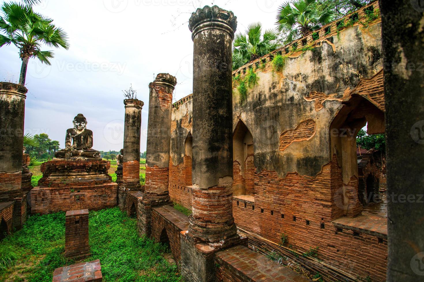 Yadana Hsemee Pagoda, a place consist of pagoda complex and Buddha image inside, Inwa, Mandalay, Myanmar photo