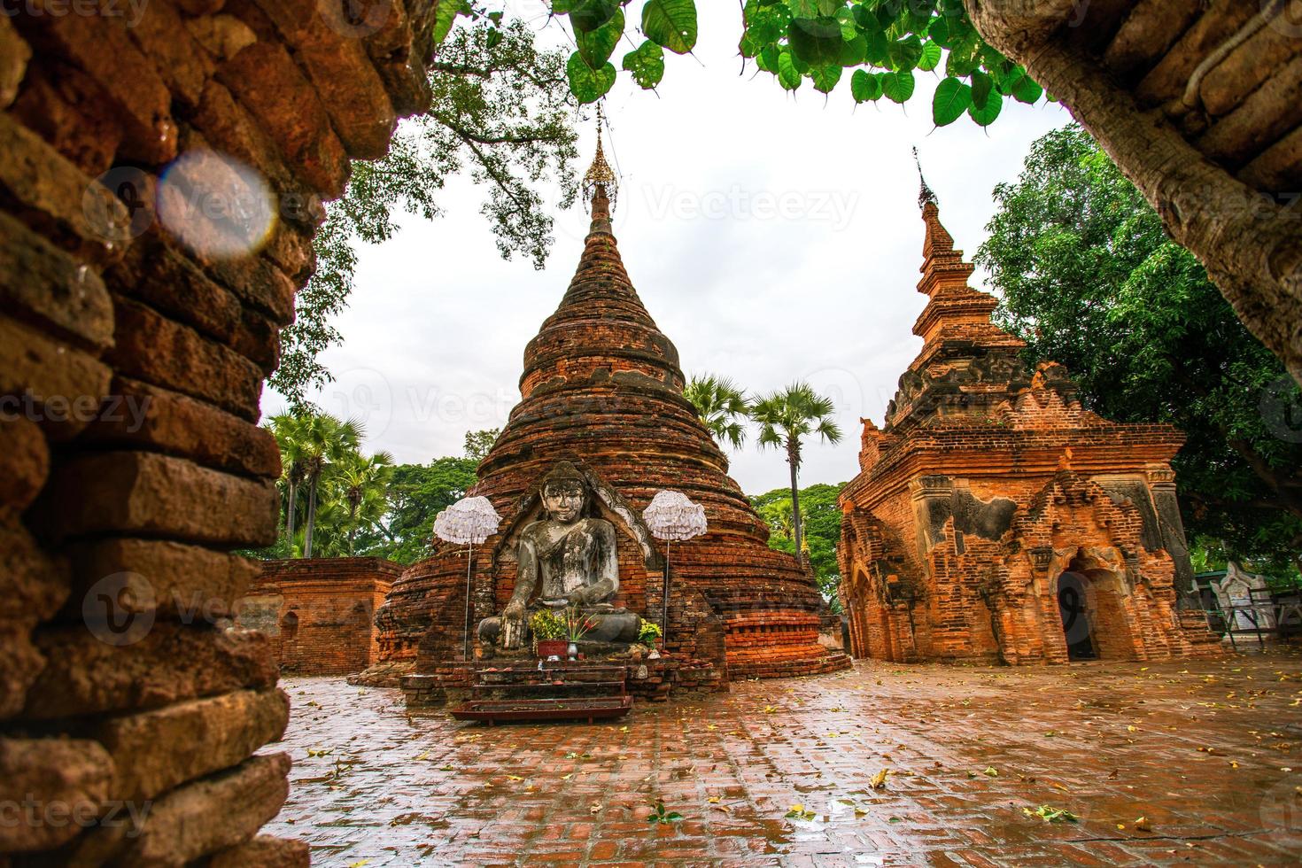 Yadana Hsemee Pagoda, a place consist of pagoda complex and Buddha image inside, Inwa, Mandalay, Myanmar photo