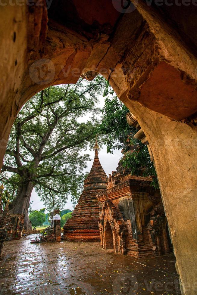 Yadana Hsemee Pagoda, a place consist of pagoda complex and Buddha image inside, Inwa, Mandalay, Myanmar photo