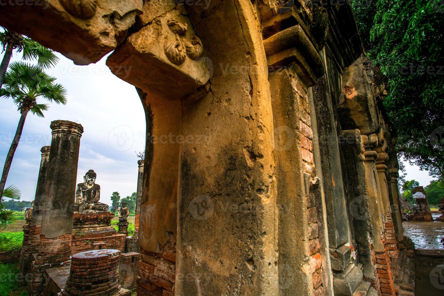 Yadana Hsemee Pagoda, a place consist of pagoda complex and Buddha image inside, Inwa, Mandalay, Myanmar photo