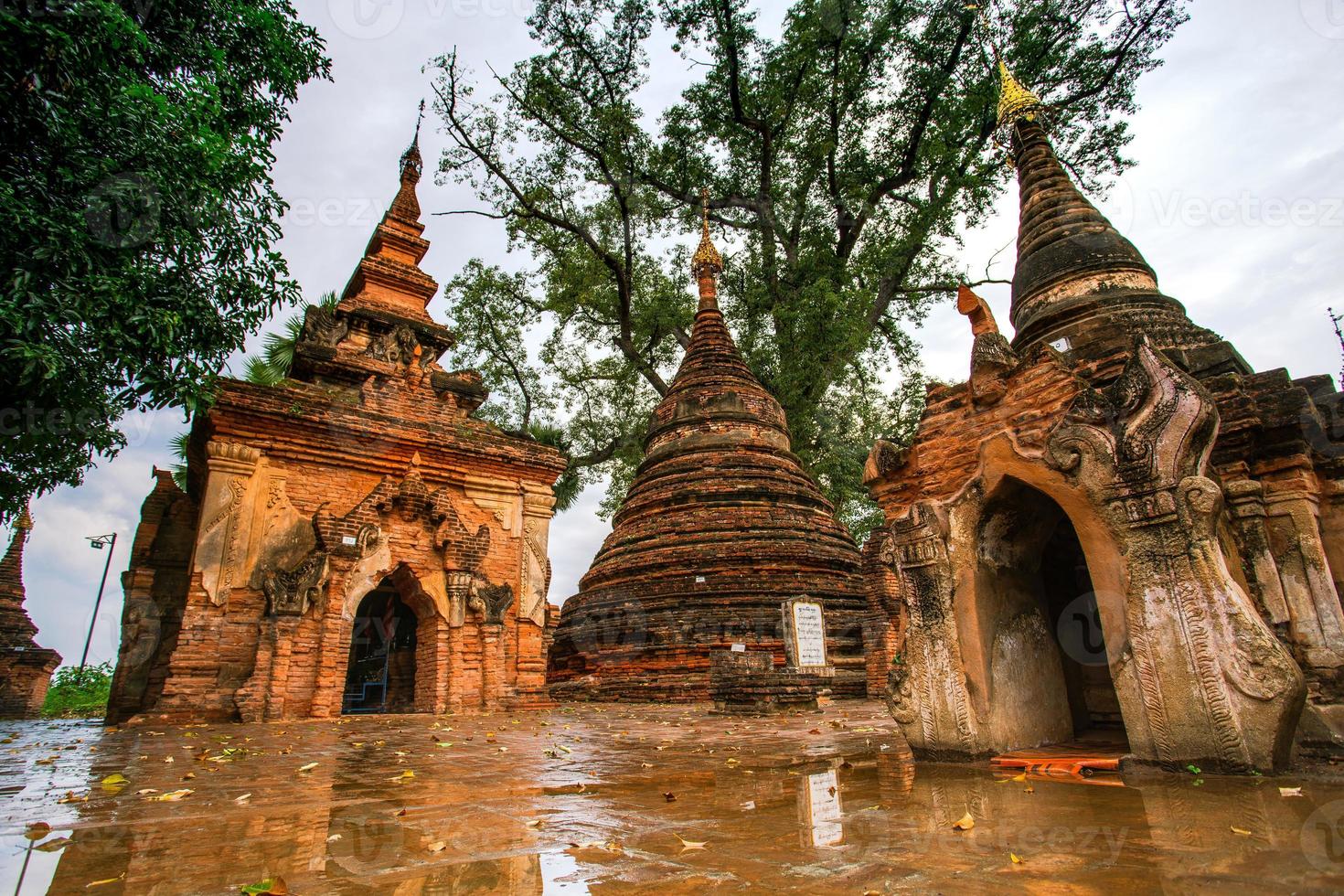 Yadana Hsemee Pagoda, a place consist of pagoda complex and Buddha image inside, Inwa, Mandalay, Myanmar photo