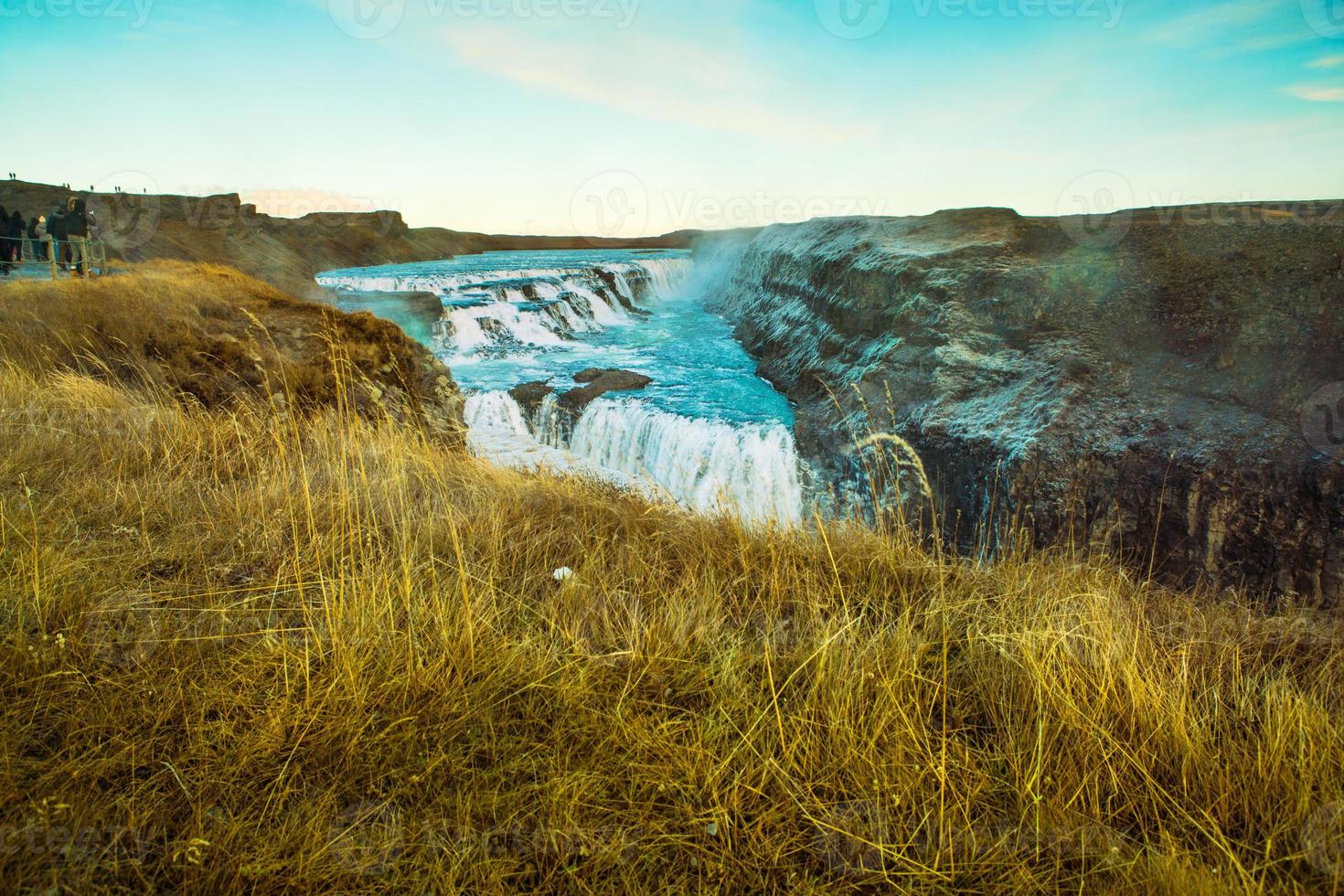 Gullfoss, or Golden Fall, a waterfall where is part of the Golden Circle located in the canyon of Olfusa river in southwest Iceland photo