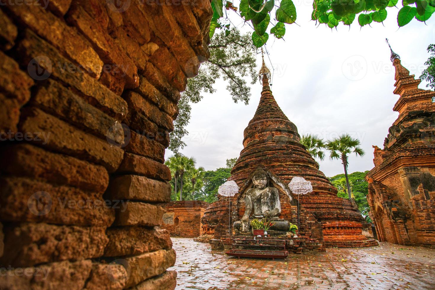 Yadana Hsemee Pagoda, a place consist of pagoda complex and Buddha image inside, Inwa, Mandalay, Myanmar photo
