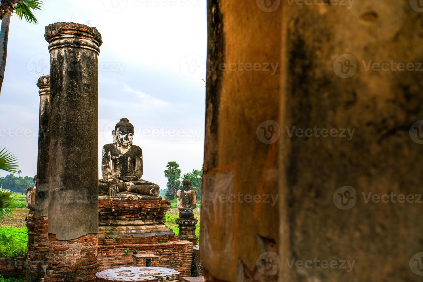 Yadana Hsemee Pagoda, a place consist of pagoda complex and Buddha image inside, Inwa, Mandalay, Myanmar photo