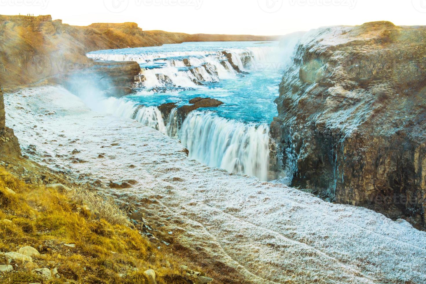 Gullfoss, or Golden Fall, a waterfall where is part of the Golden Circle located in the canyon of Olfusa river in southwest Iceland photo