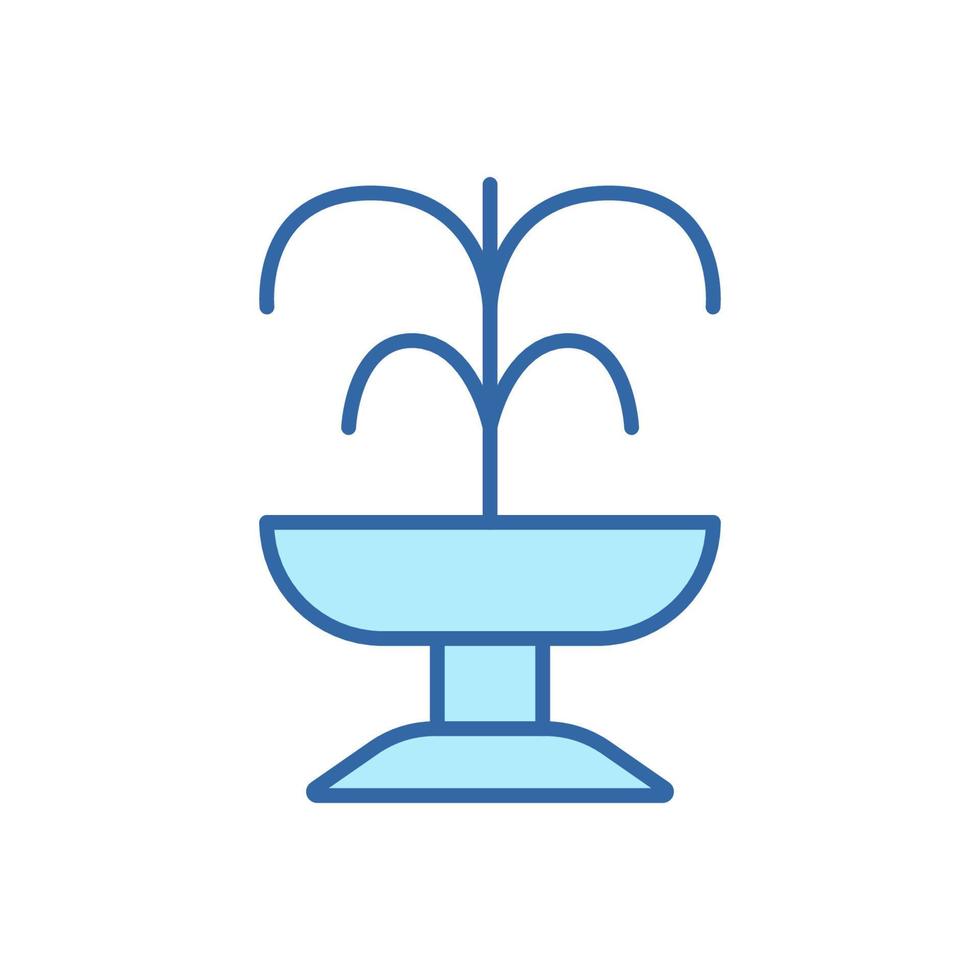 Fountain Line Icon. Fountain of Pouring water Linear Pictogram. Park and Garden Architecture Color Outline Icon. Editable Stroke. Isolated Vector Illustration.