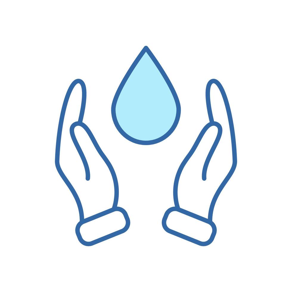 Hand Protecting Water Linear Icon. Two Hand and Drop Line Icon. Save and Protection of Water. Sign for Ecology. Editable stroke. Vector illustration.