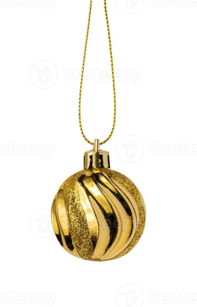 Golden Christmas ball isolated on white background photo