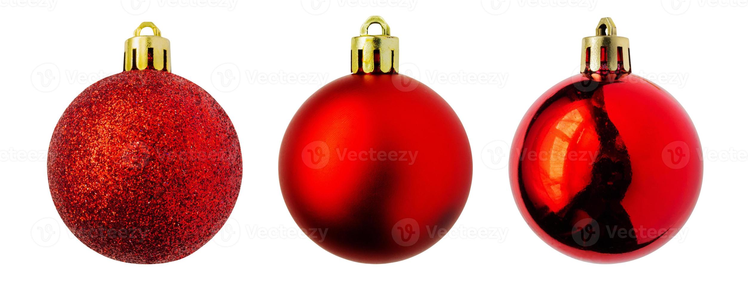 Red Christmas ball set isolated on white background photo