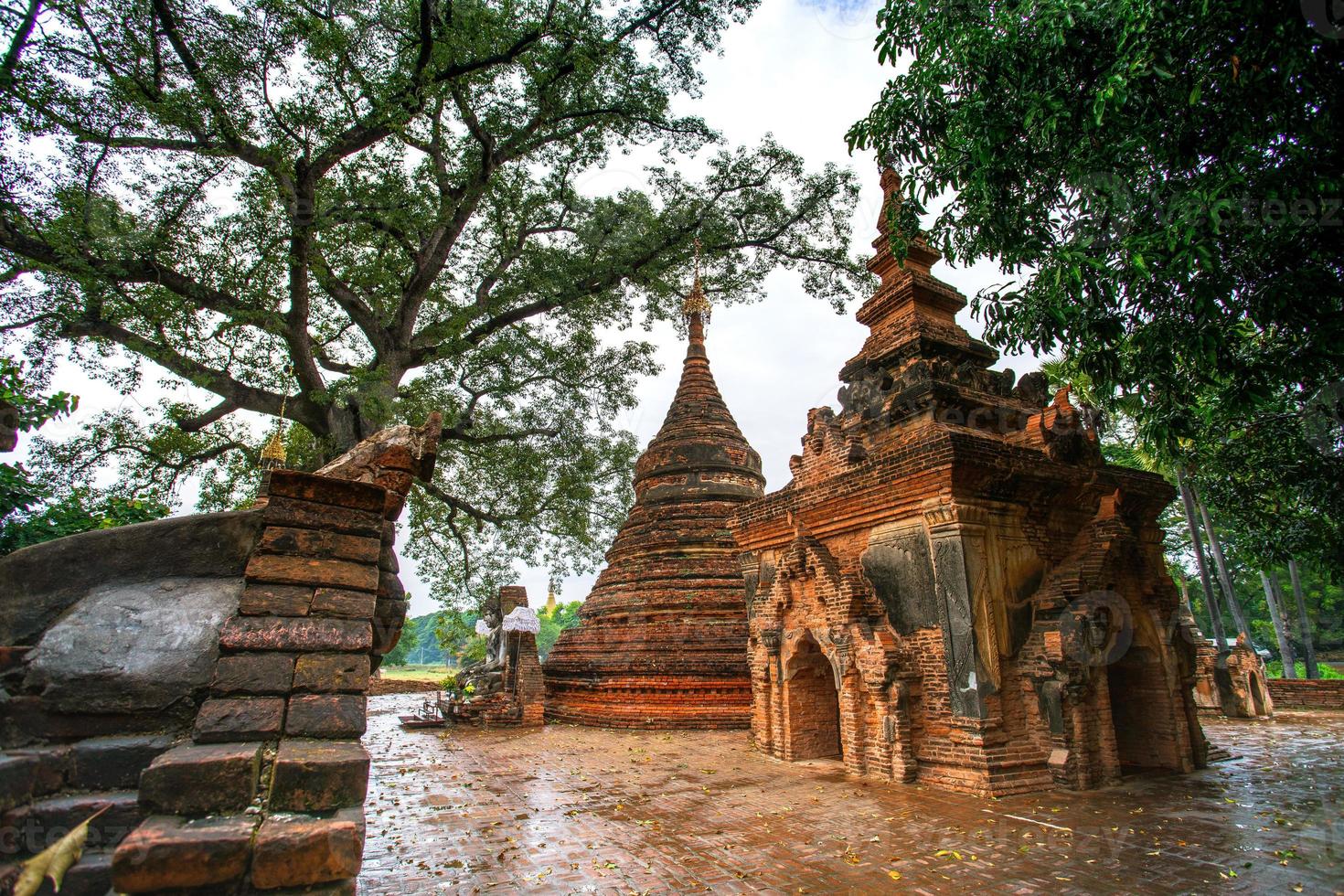 Yadana Hsemee Pagoda, a place consist of pagoda complex and Buddha image inside, Inwa, Mandalay, Myanmar photo