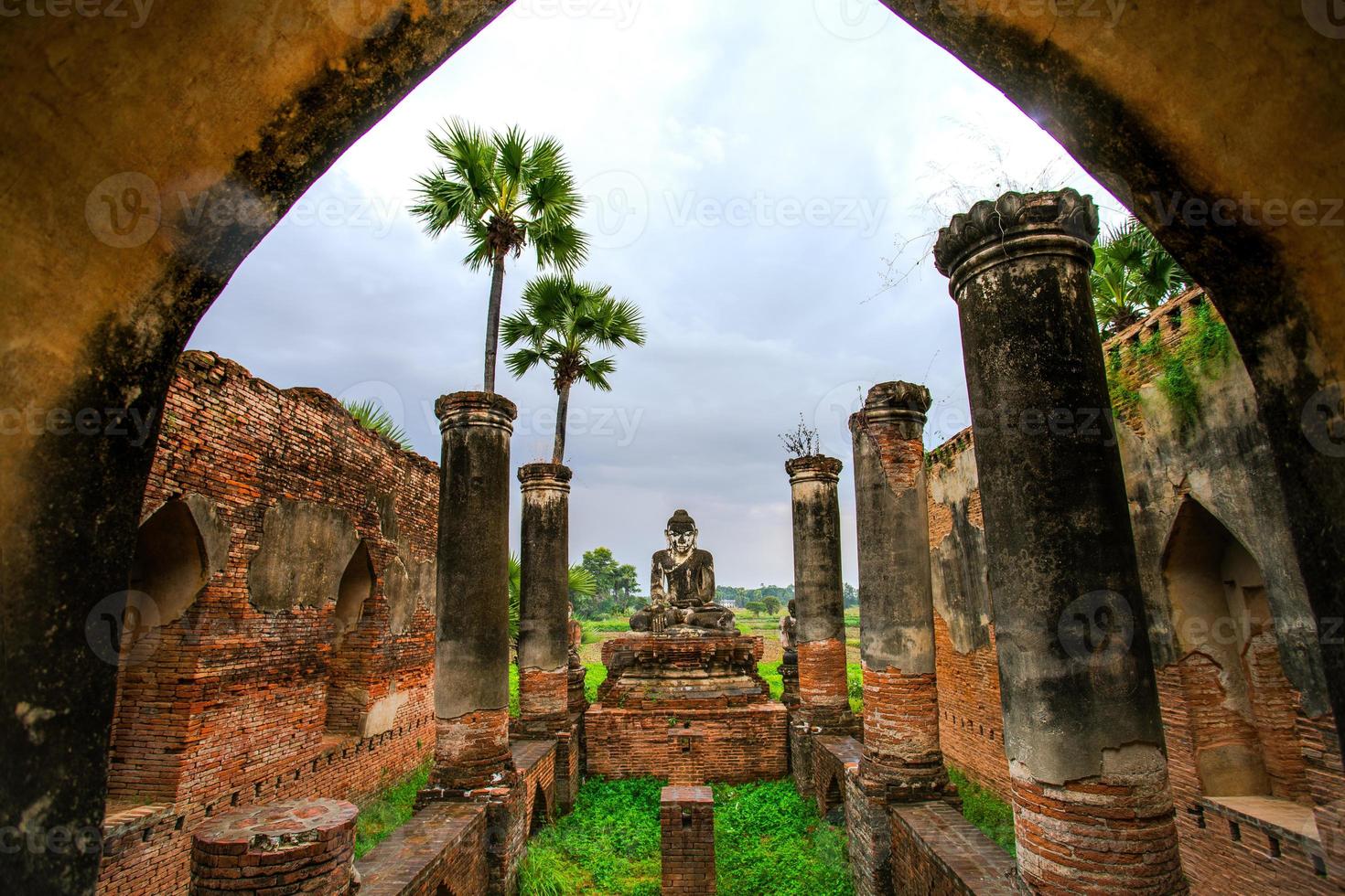 Yadana Hsemee Pagoda, a place consist of pagoda complex and Buddha image inside, Inwa, Mandalay, Myanmar photo