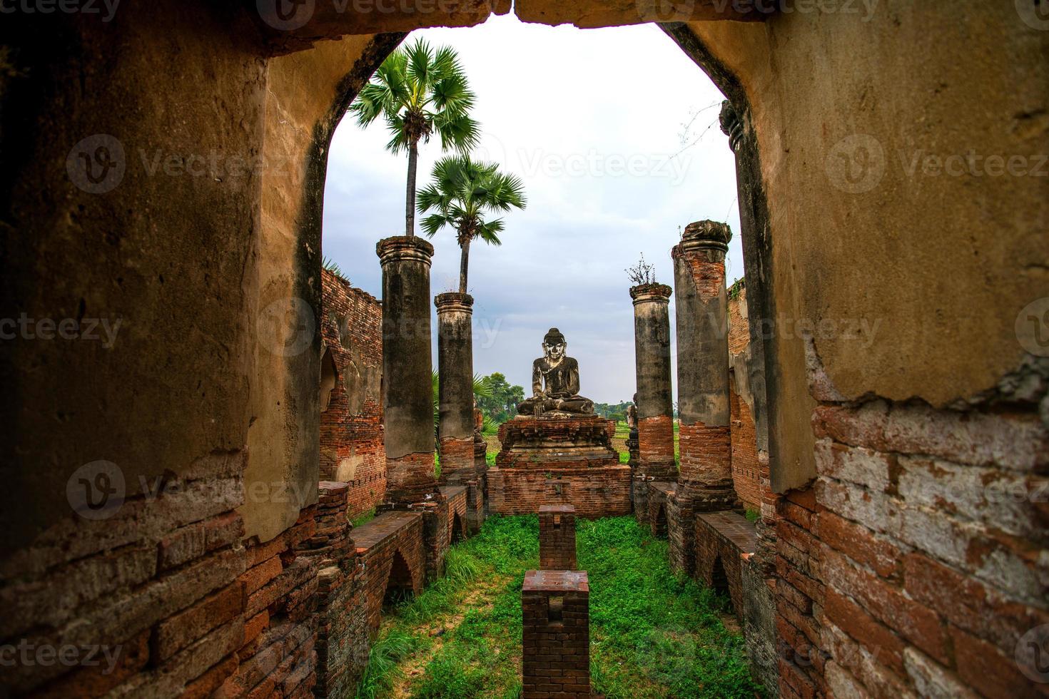 Yadana Hsemee Pagoda, a place consist of pagoda complex and Buddha image inside, Inwa, Mandalay, Myanmar photo