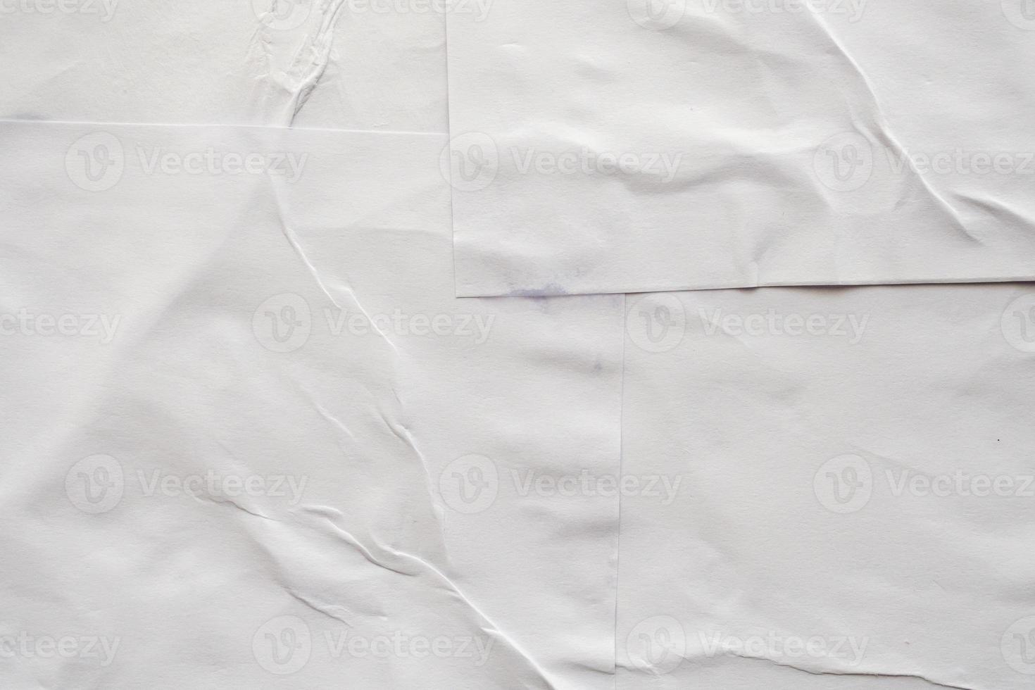 Blank white crumpled and creased paper poster texture background photo