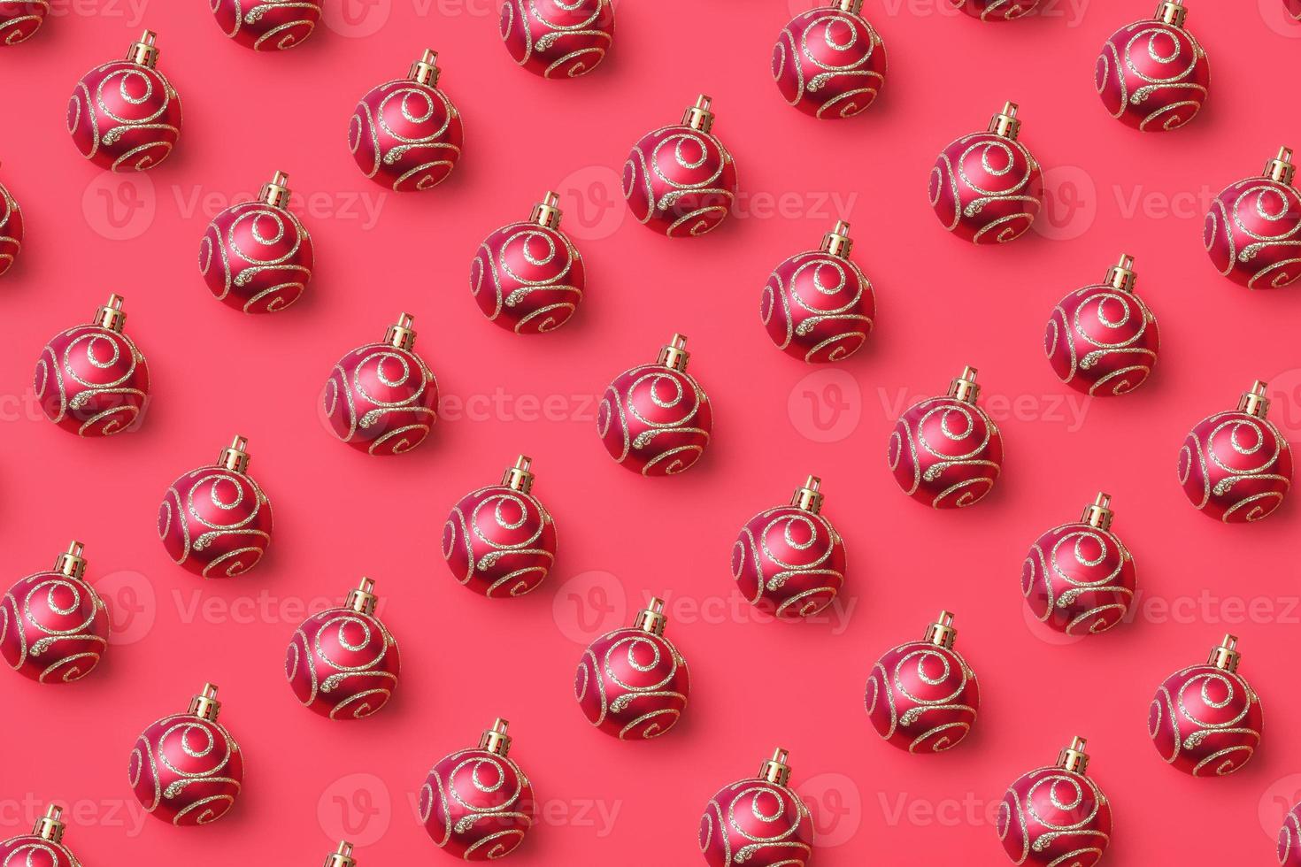 Christmas ball bauble pattern minimal flatlay on red background top view photo