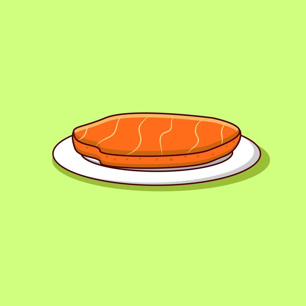 Fresh salmon on the white plate design illustration vector