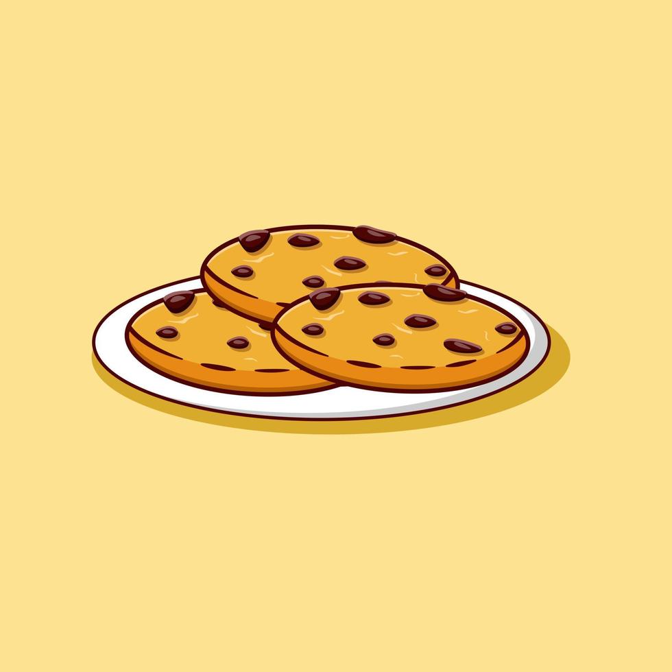 Cookies on the white plate design illustration for food icon vector