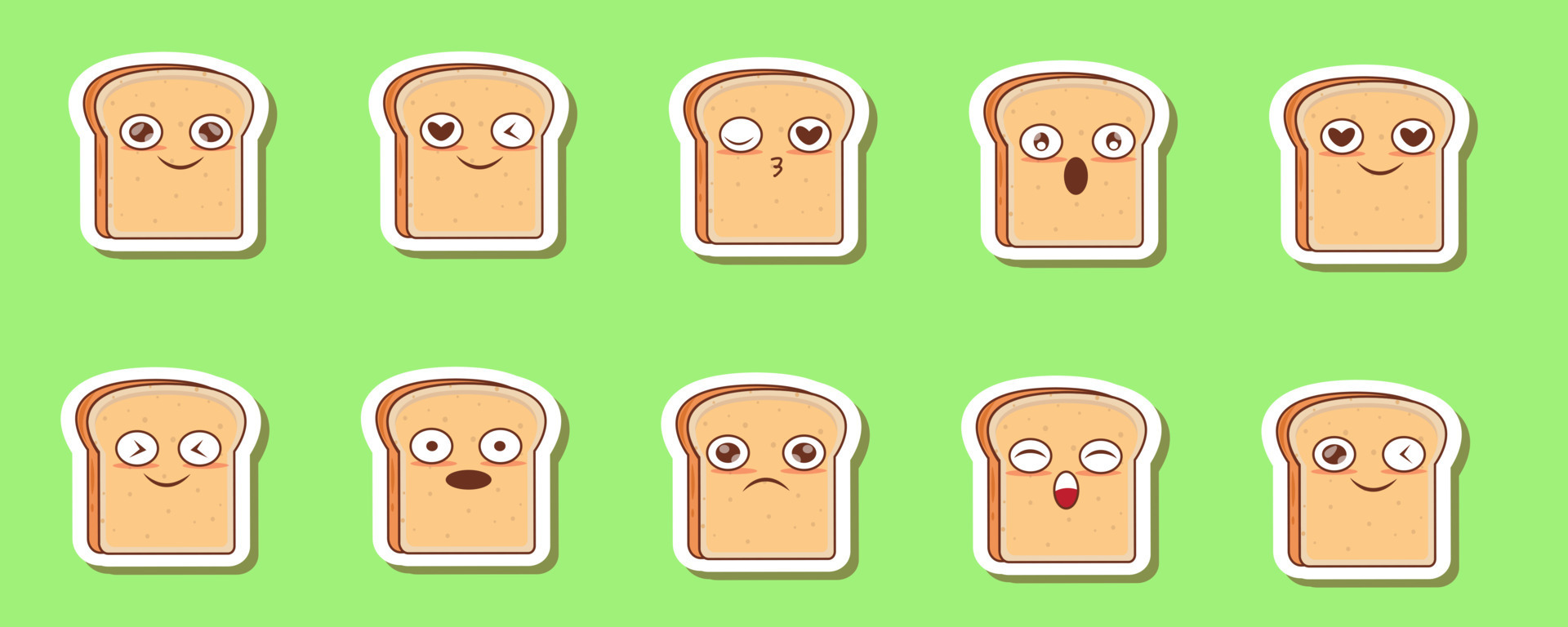Bread emoticon with different expressions 12663833 Vector Art at Vecteezy