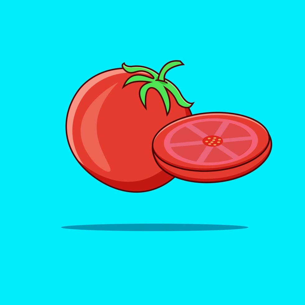 tomates y rodaja de tomate ilustración de diseño para icono de fruta vector