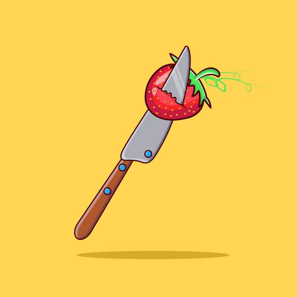 Strawberry and knife vector illustration