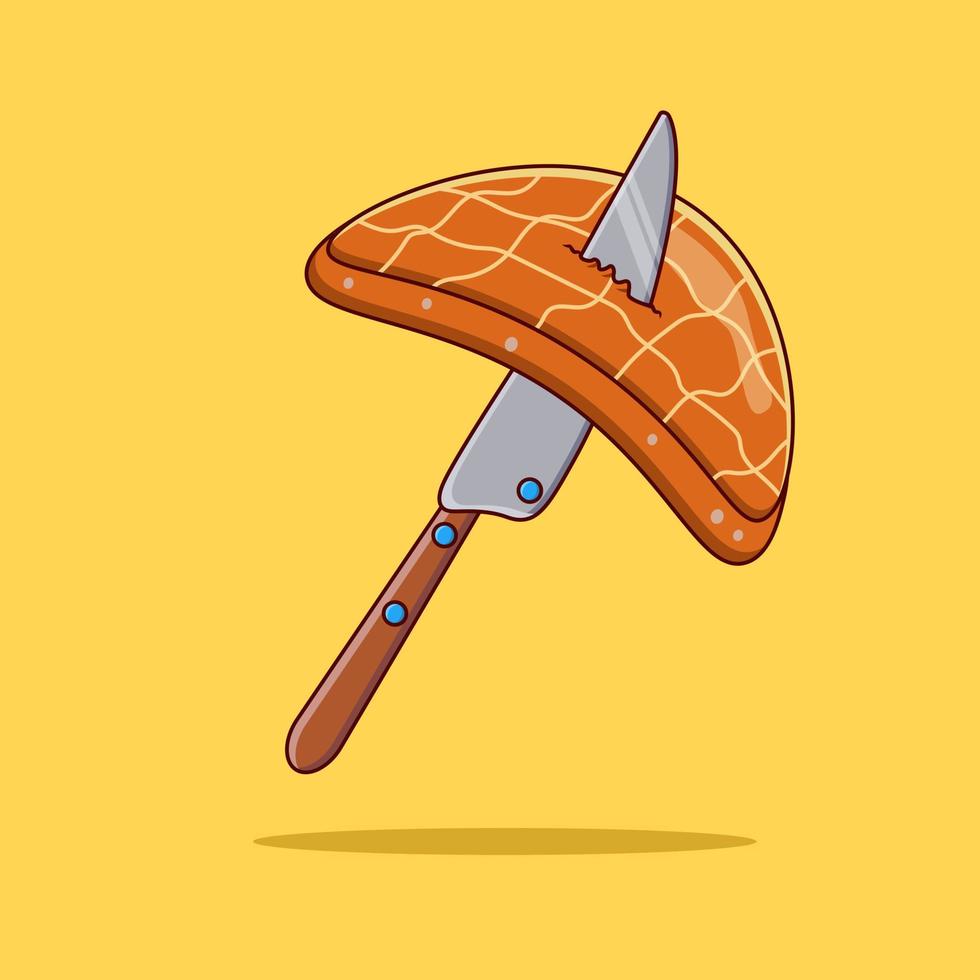 Ilustración de vector de carne y cuchillo de salmón para icono de restaurante