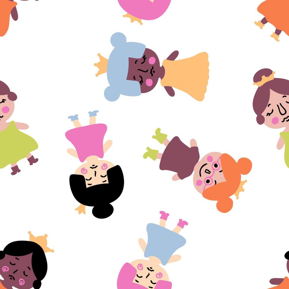 Cute little princess seamless pattern. vector