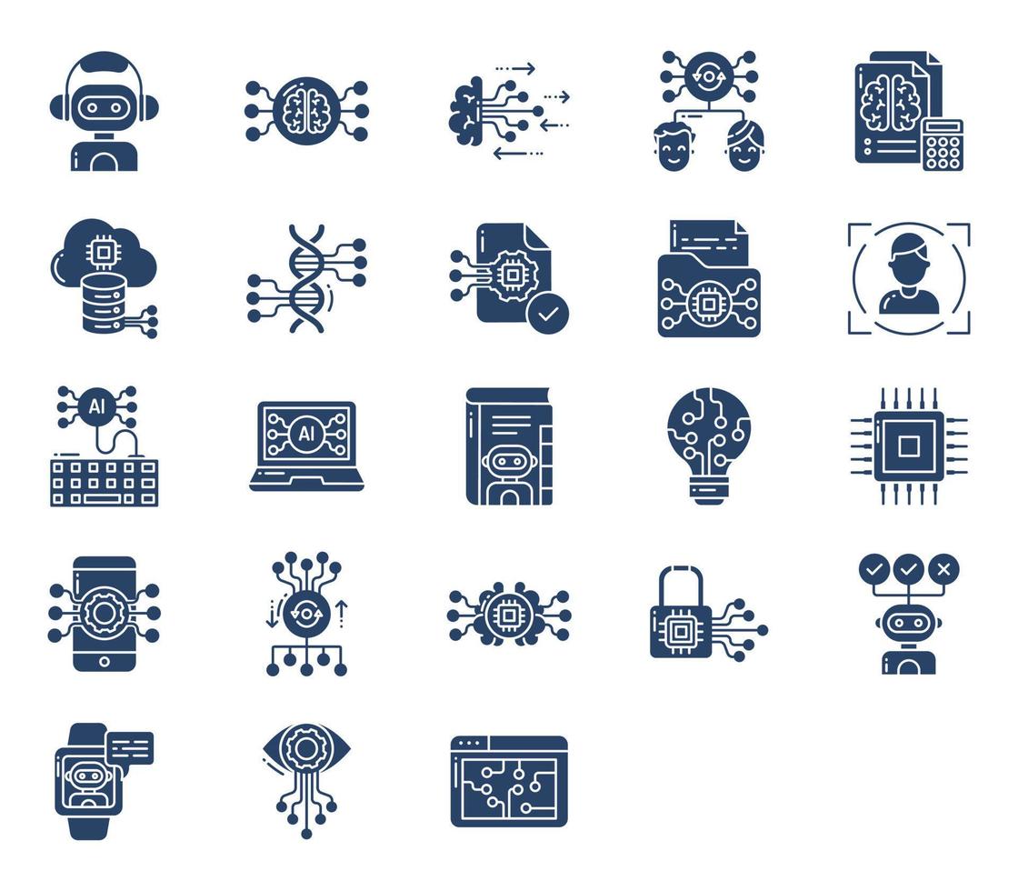 Artificial Intelligence icon set vector