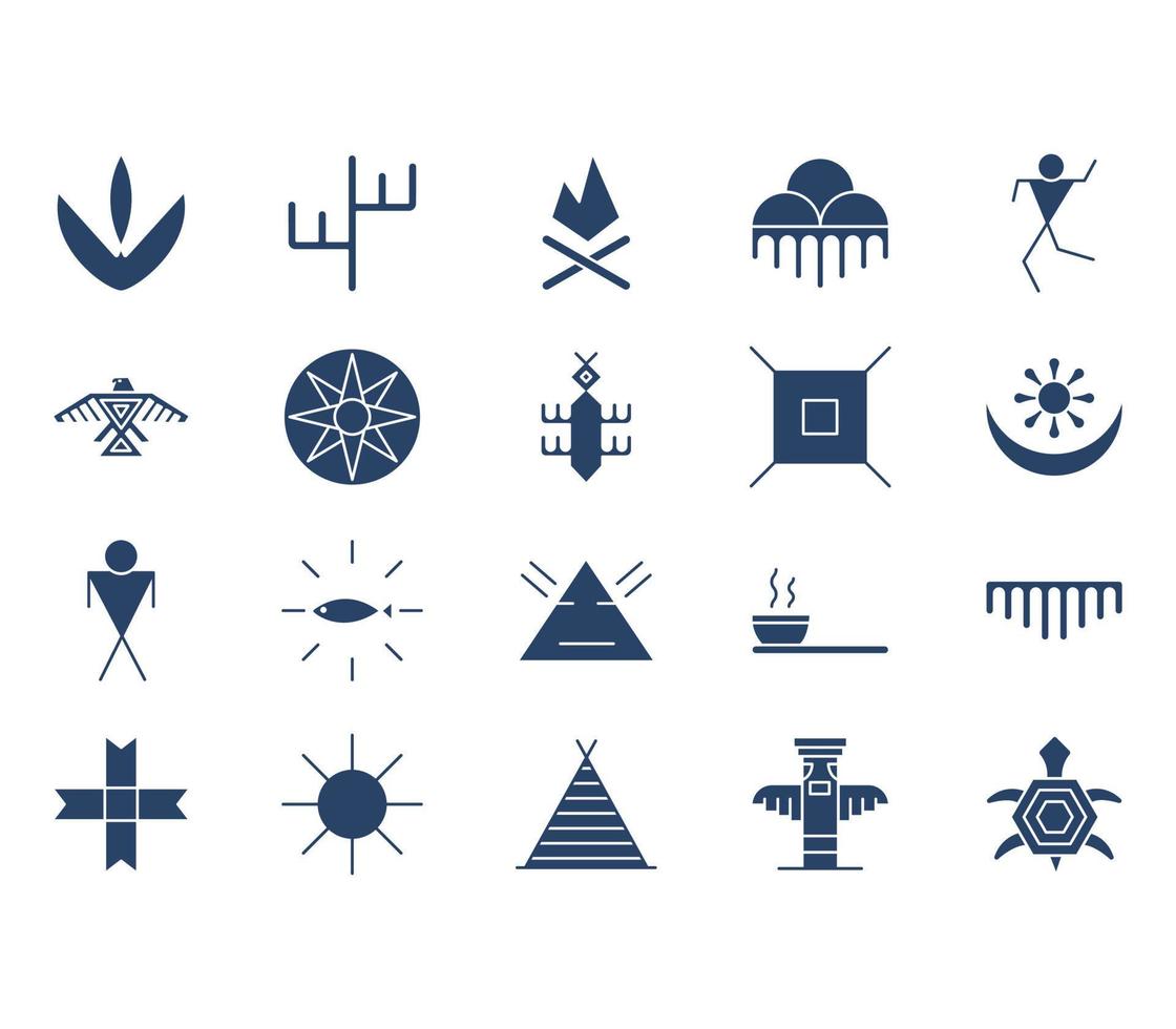 Native American symbol and sign icon set vector