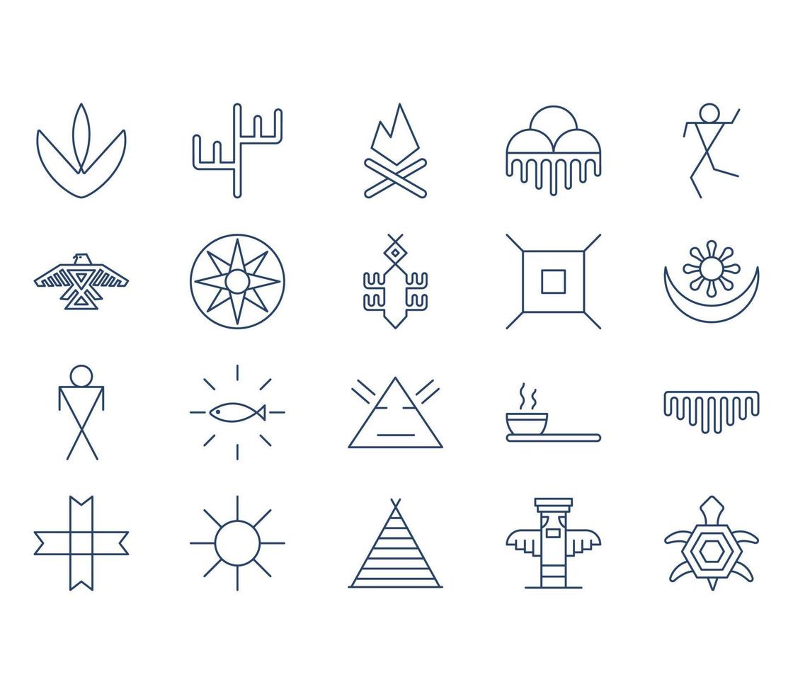 Native American symbol and sign icon set vector