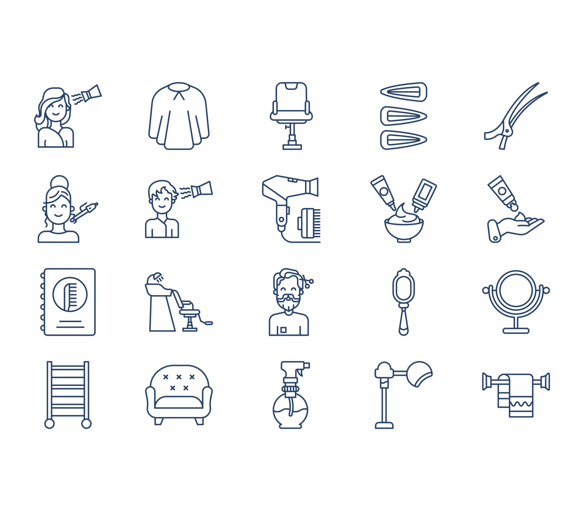conjunto de iconos de peluquería 12664135 Vector en Vecteezy