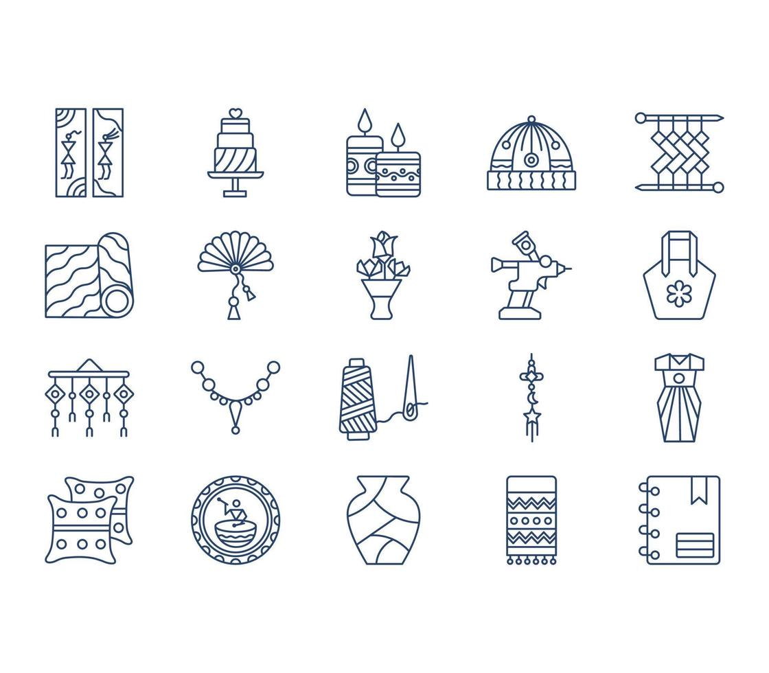 Handmade and craft icon set vector