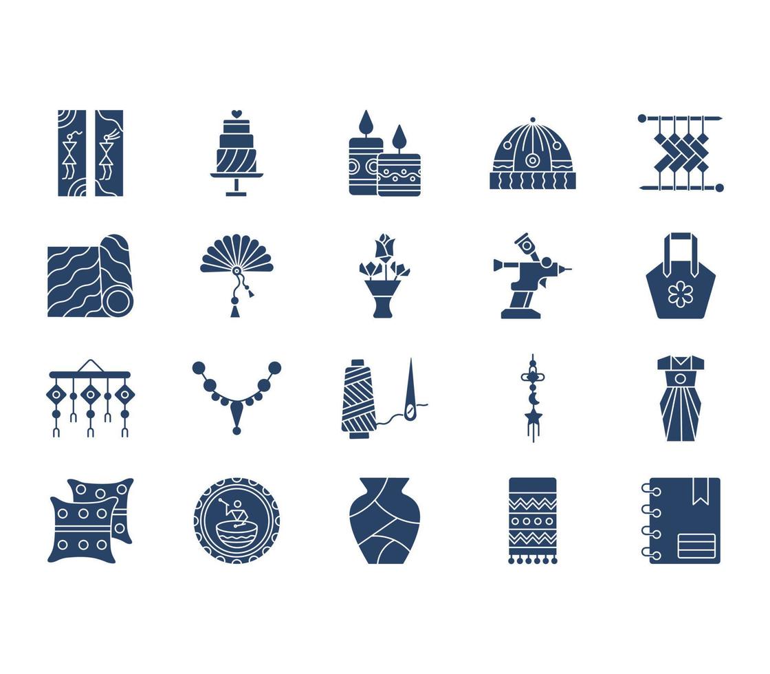 Handmade and craft icon set vector