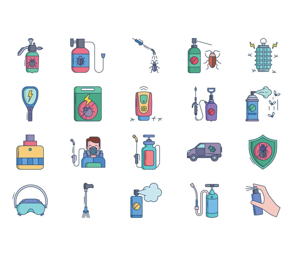 Pest control and cleaning services icon set vector