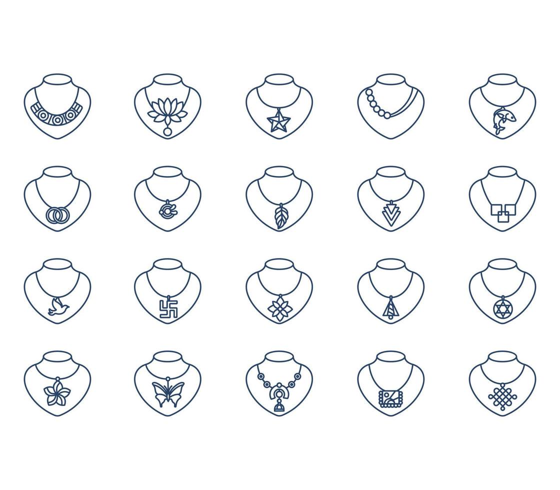 Necklace and jewellery icon set vector