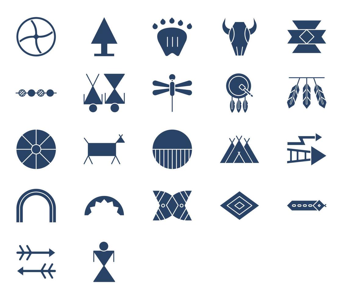 Native American symbol and sign icon set vector