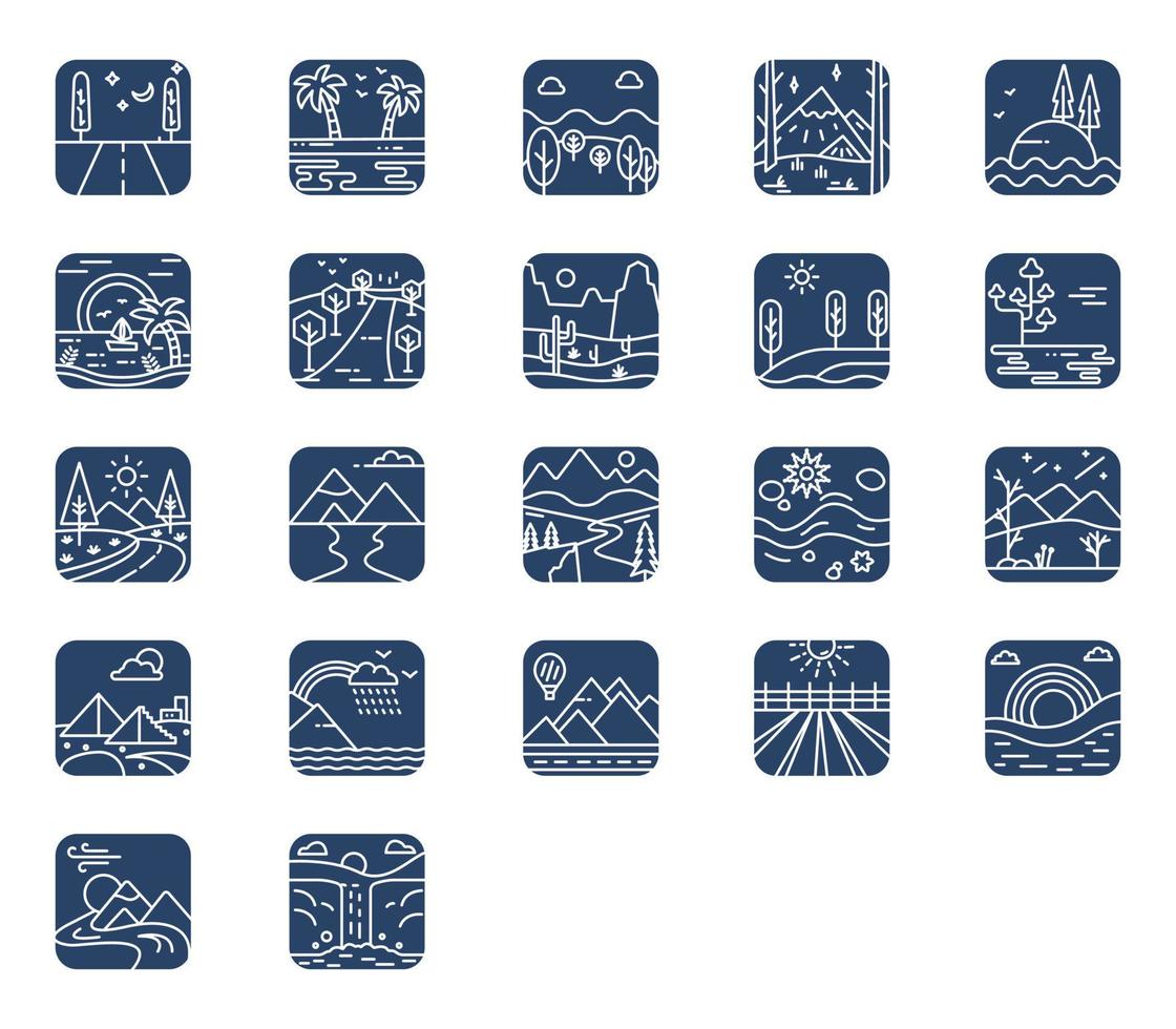 Landscape and environment icon set vector