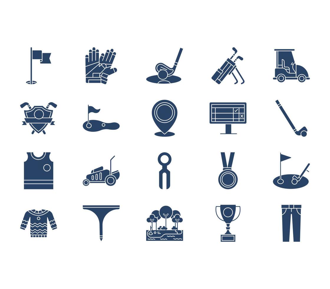 Golf game and tournament icon set vector