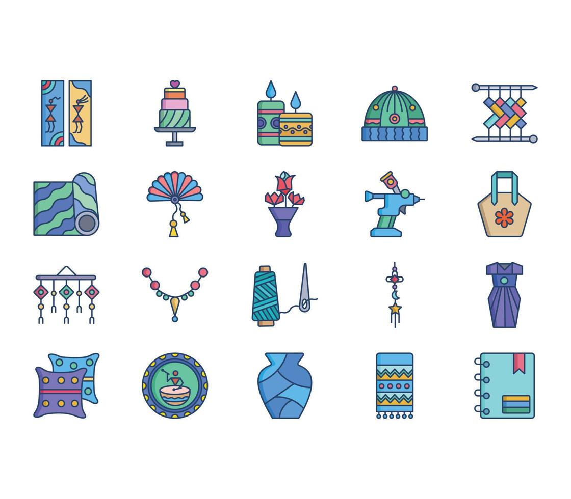 Handmade and craft icon set vector