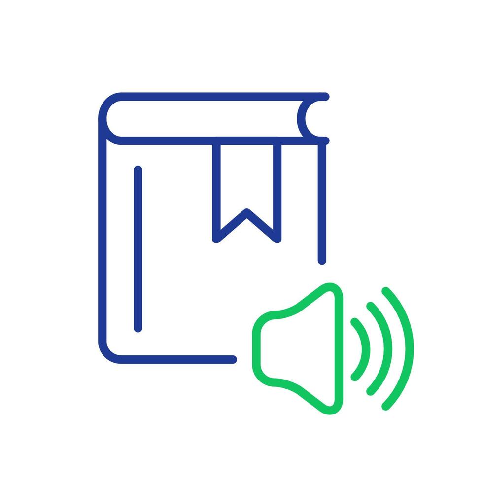 Audio Book Line Icon. Ebook Linear Icon. Online Education and Learning concept. Audio Literature Outline Pictogram. Editable stroke. Vector illustration.