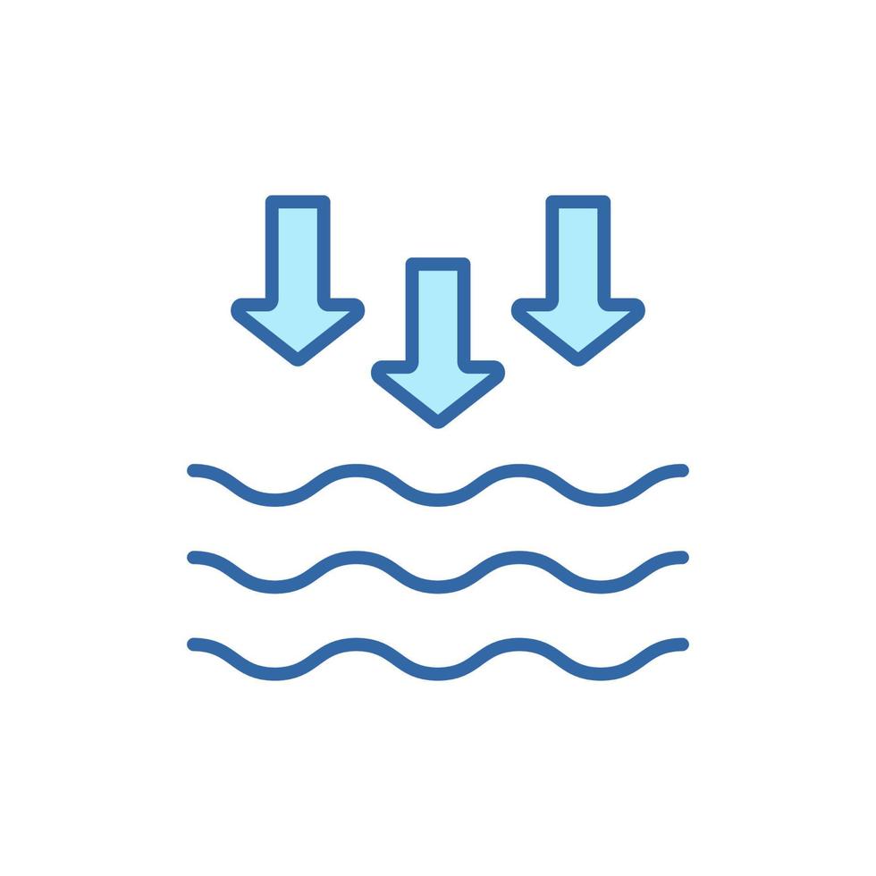 Low Tide Linear Color Icon. Waves on the Sea or Ocean Colorful Line Icon. Editable stroke. Vector Isolated Illustration.