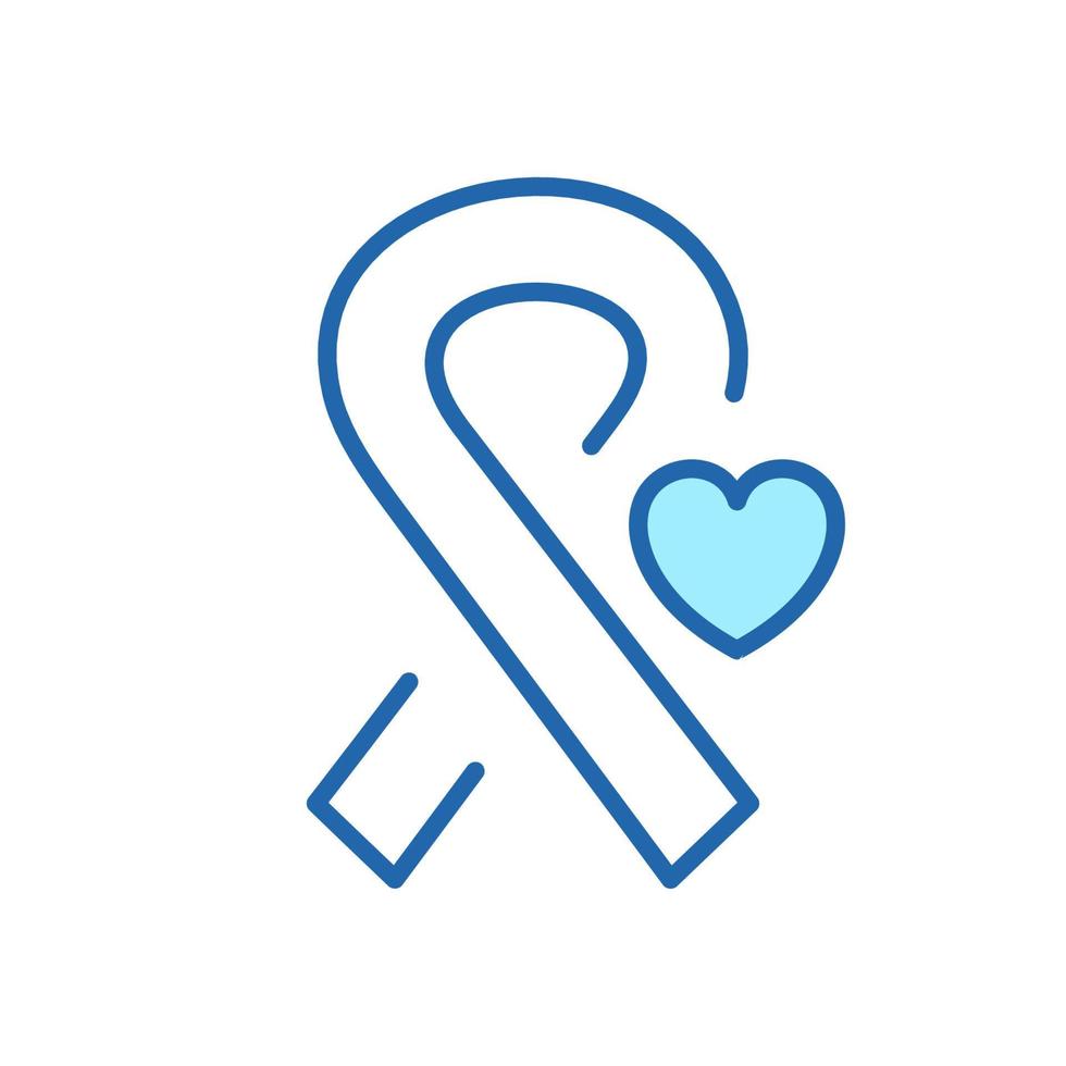 cinta de cáncer con icono de línea de corazón. apoyo y solidaridad para el pictograma lineal de pacientes con VIH y cáncer. icono de contorno de símbolo de conciencia. trazo editable. ilustración vectorial aislada. vector